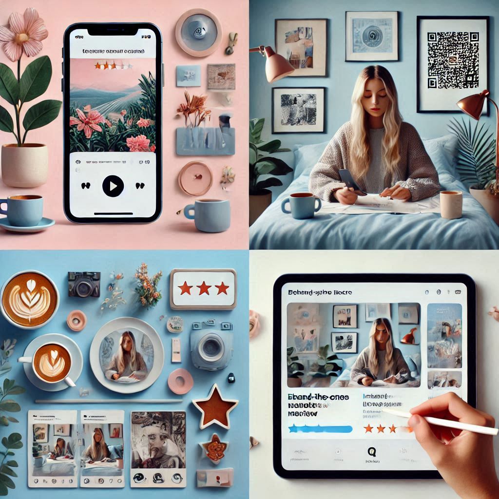 Collage of engaging social media content types like videos and user-generated visuals.